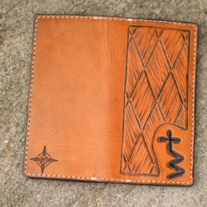 Customizable Hand-tooled Leather Checkbook Cover
