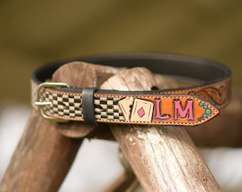 Customizable Hand-Tooled Leather Belt
