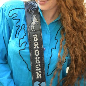 Customizable Hand-Tooled Leather Guitar Strap image 15