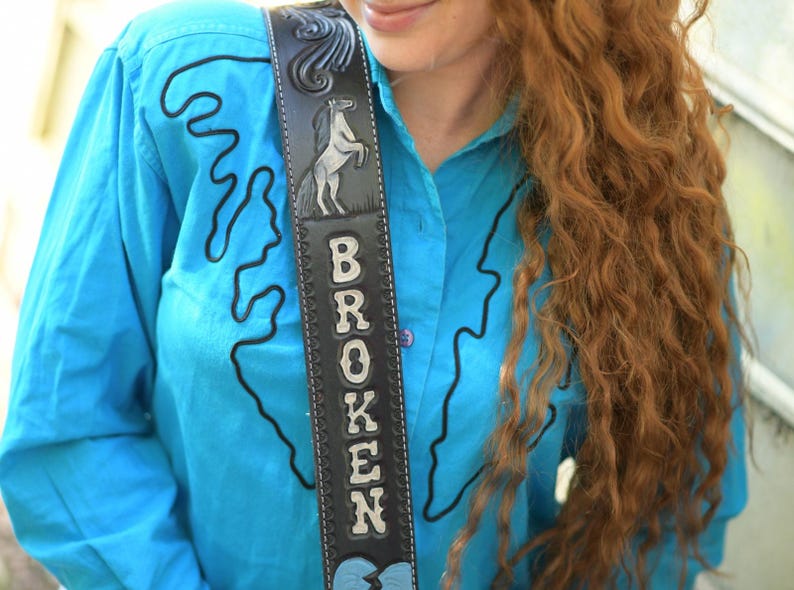 Customizable Hand-Tooled Leather Guitar Strap image 15