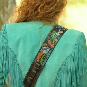 Customizable Hand-Tooled Leather Guitar Strap image 11