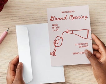 Classy Minimal Grand Opening Invitation, Canva Editable, Digital Invite, Customizable and Printable Event