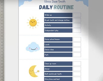 Preschool Toddler Kids Daily Routine, Canva Editable, Digital Checklist, Customizable and Printable
