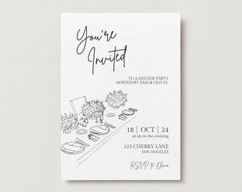 Classy Minimal Dinner Party Invitation, Canva Editable, Digital Event Invite, Customizable and Printable Download