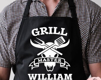 Personalized Grill Master Apron, Cooking Apron, Gifts For Him Dad Husband, Mens Father's day gift, Christmas Gift Idea, FREE Shipping