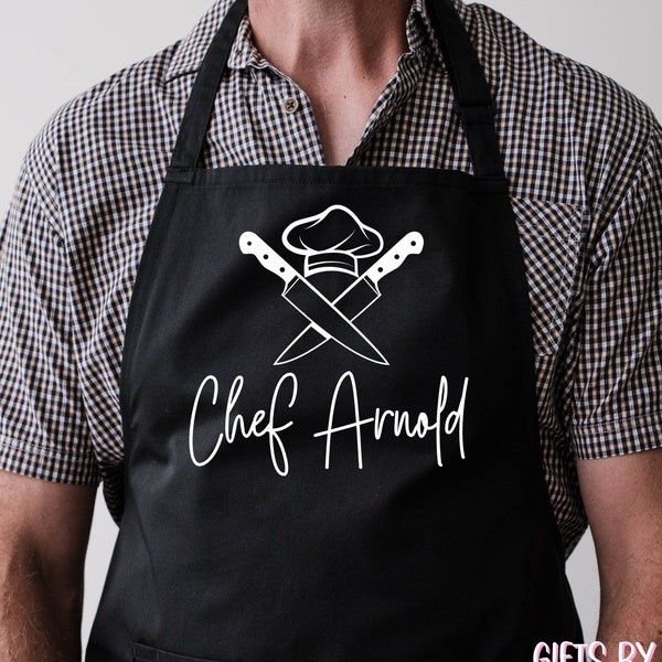 Personalized Chef Apron Custom Cooking Baking Apron Gifts For Him For Dad For Husband Mens Womans Apron Gift Idea - FREE Shipping