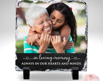 Custom Photo Rock Slate Plaque, In loving memory, sympathy gift, Always in our hearts and minds, Memorial Plaque