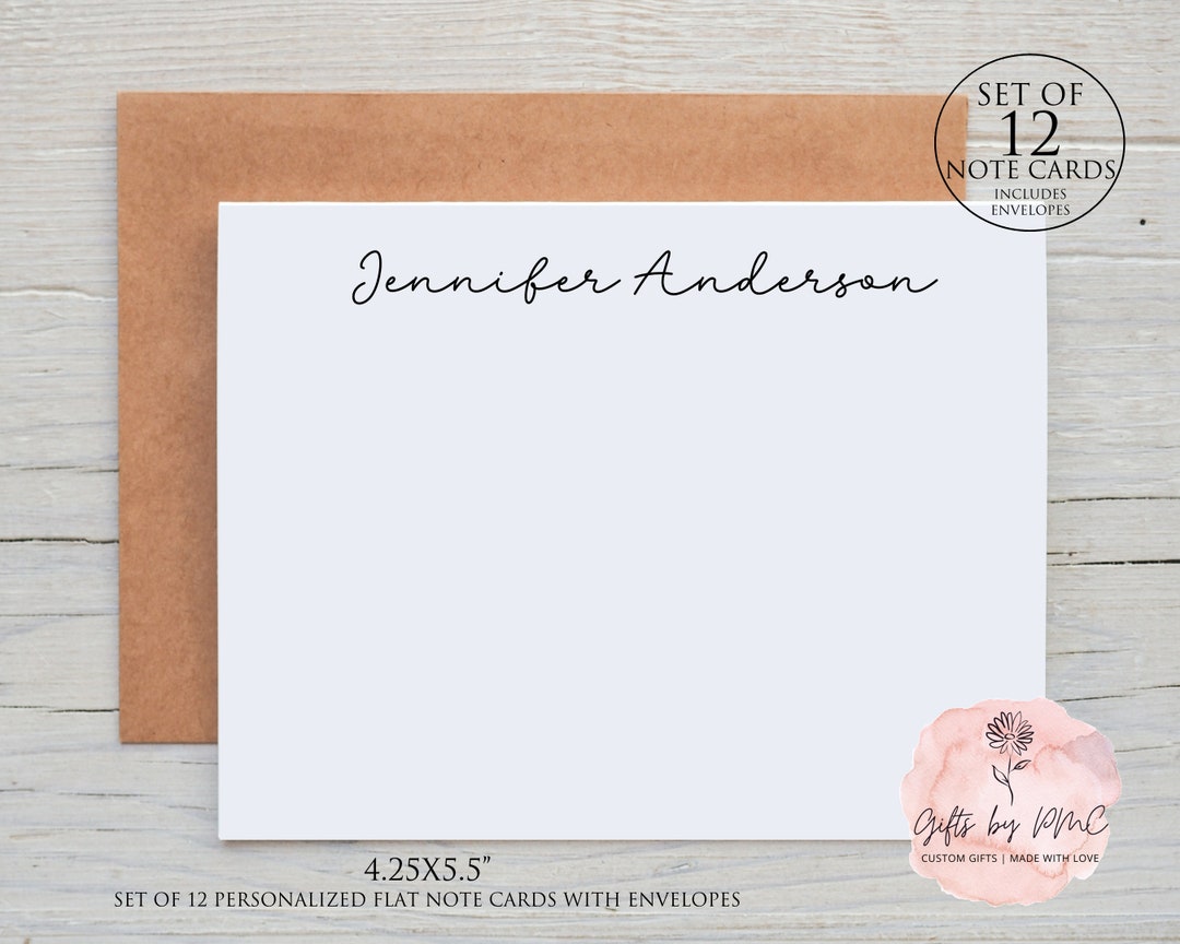 Personalized Note Cards, Set of 12, Personalized Stationery Set ...