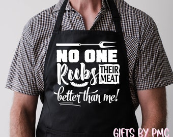 Funny Apron For Men, No one rubs their meat better than me, Gifts For Him, Funny Gag Gift for Guys, Funny Grill Apron For Men