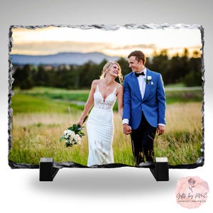 PERSONALIZED Photo Rock Slate, Personalized Slate Photo Frame, Personalized home decor, Personalized gift, photo plaque image 1