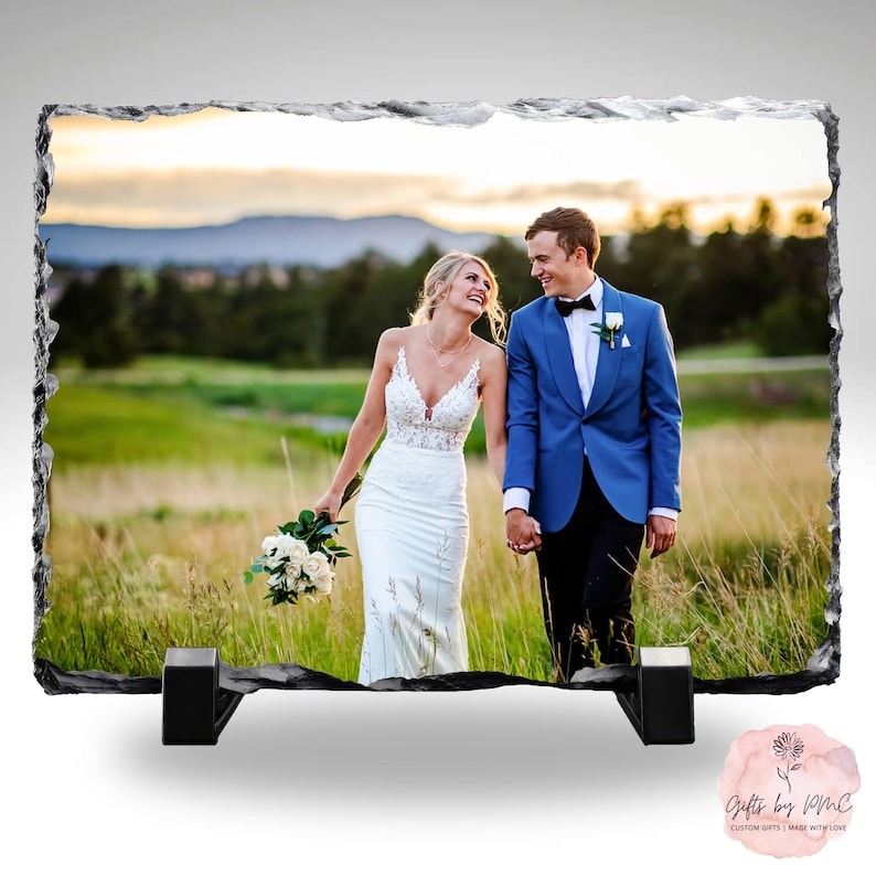 PERSONALIZED Photo Rock Slate, Personalized Slate Photo Frame, Personalized home decor, Personalized gift, photo plaque image 1