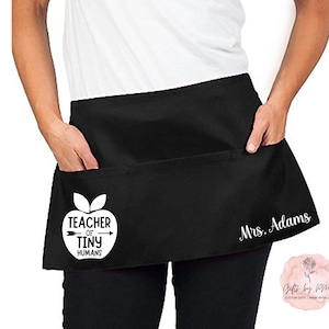 Personalized Teacher Waist Apron - Back To School, Christmas Gift, Teacher Appreciation, Custom Teacher Gift - FREE Shipping