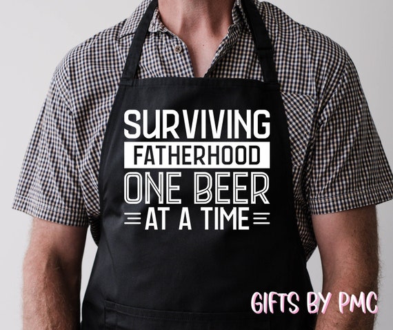 Funny Apron for Men, Surviving Fatherhood One Beer at a Time