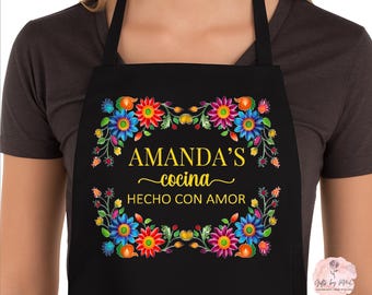 Personalized Mexican Baking Apron, Ladies Baking Apron, Baking gift, Christmas Gift, Kitchen apron, Cocina, Hecho con amor