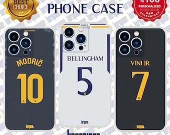 Benutzerdefinierte Name Madrid Jersey Flexi Hülle für iPhone und Samsung Handys Geburtstagsgeschenk Arda Güler, Vini Jr, Bellingham, Modric Valentinstagsgeschenk