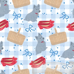 Toto Wizard of Oz Seamless Pattern Emerald | 300 DPI PNG Digital Download for Digital Papers Vinyl Fabric Surface Design | Ruby Red Shoes