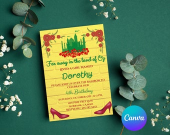 Wizard of Oz Invitation Canva Template Dorothy Birthday Invitation ...