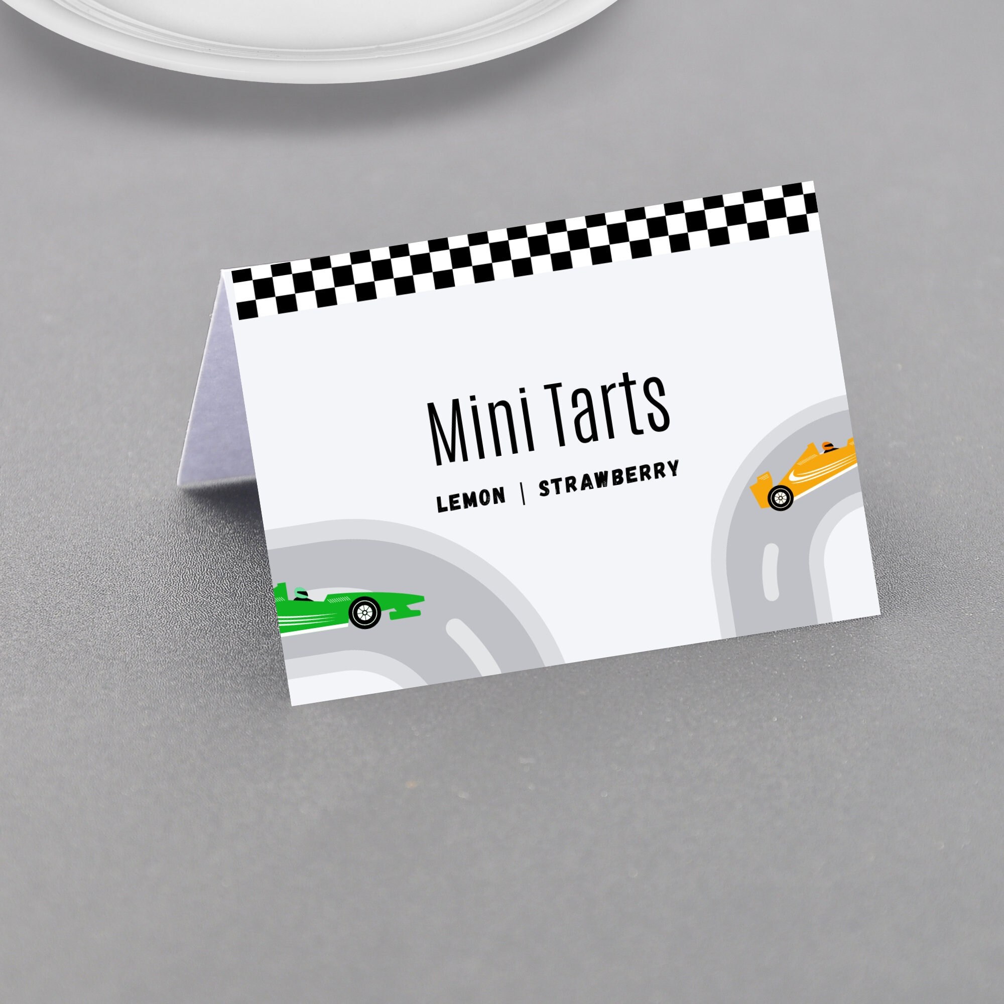 EDITABLE Race Car Buffet Cards, Racing Buffet Cards, Checkered Flag