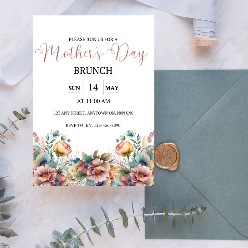 Printable Mother's Day Celebration Invite, Mother's Day Brunch ...