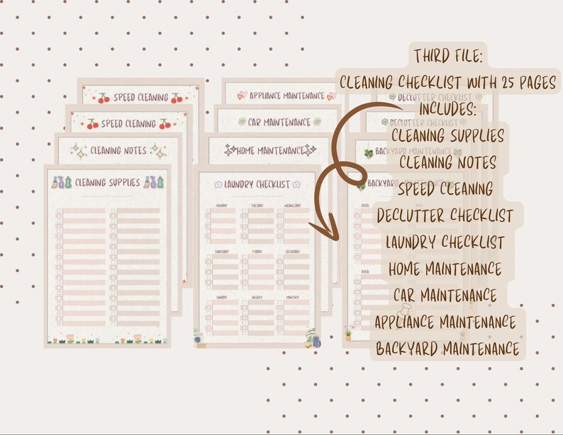 Cleaning Checklist Bundle: Home Organization Planner (PDF), Home ...