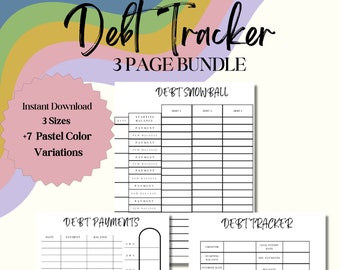 Debt Tracker Bundle | Monthly Financial Planner | Snowball Challenge | Bills Manager |  Undated Financial Template | Pastel PDF Download