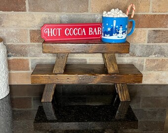 Rustic Wood Riser Stand, Dark Walnut Display Shelf