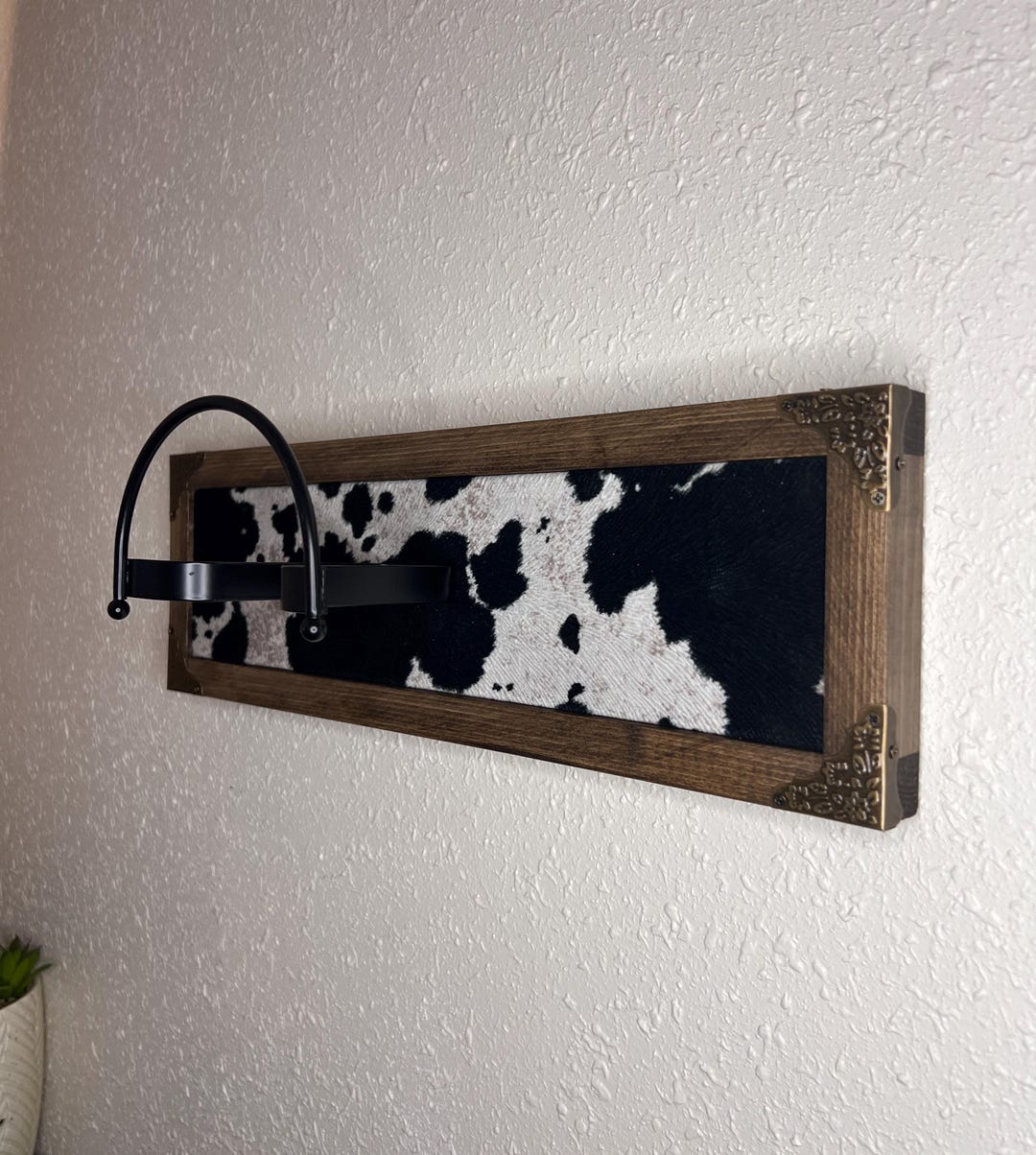 Rustic Western Cowboy Hat Rack: Faux Cowhide, Bronze Detail - Etsy