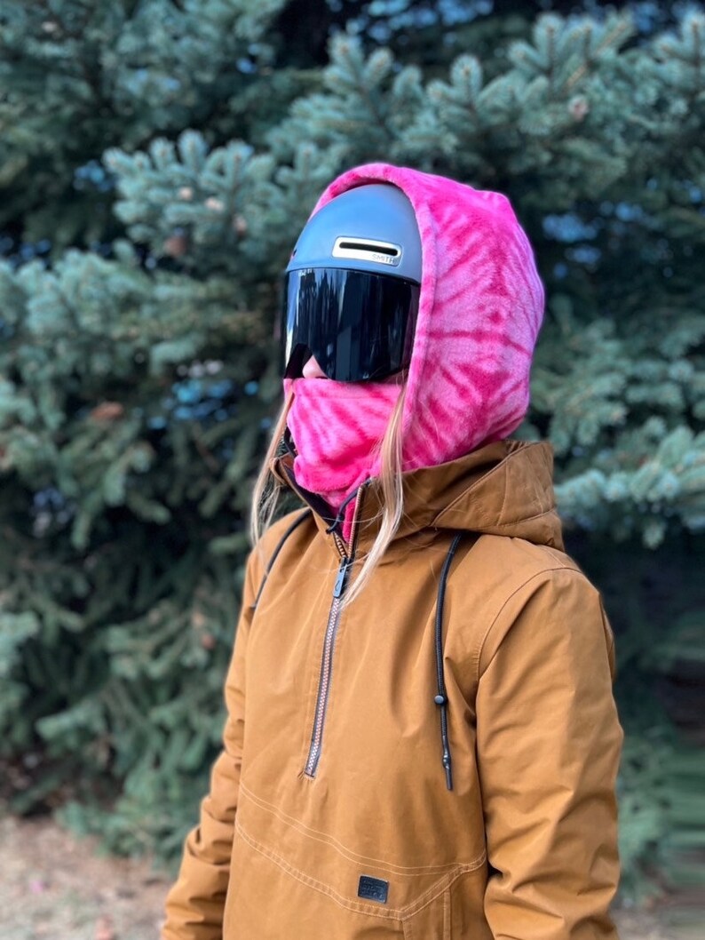 Pink Tie Dye Hood Over Helmet Ski Snowboard Hood Etsy