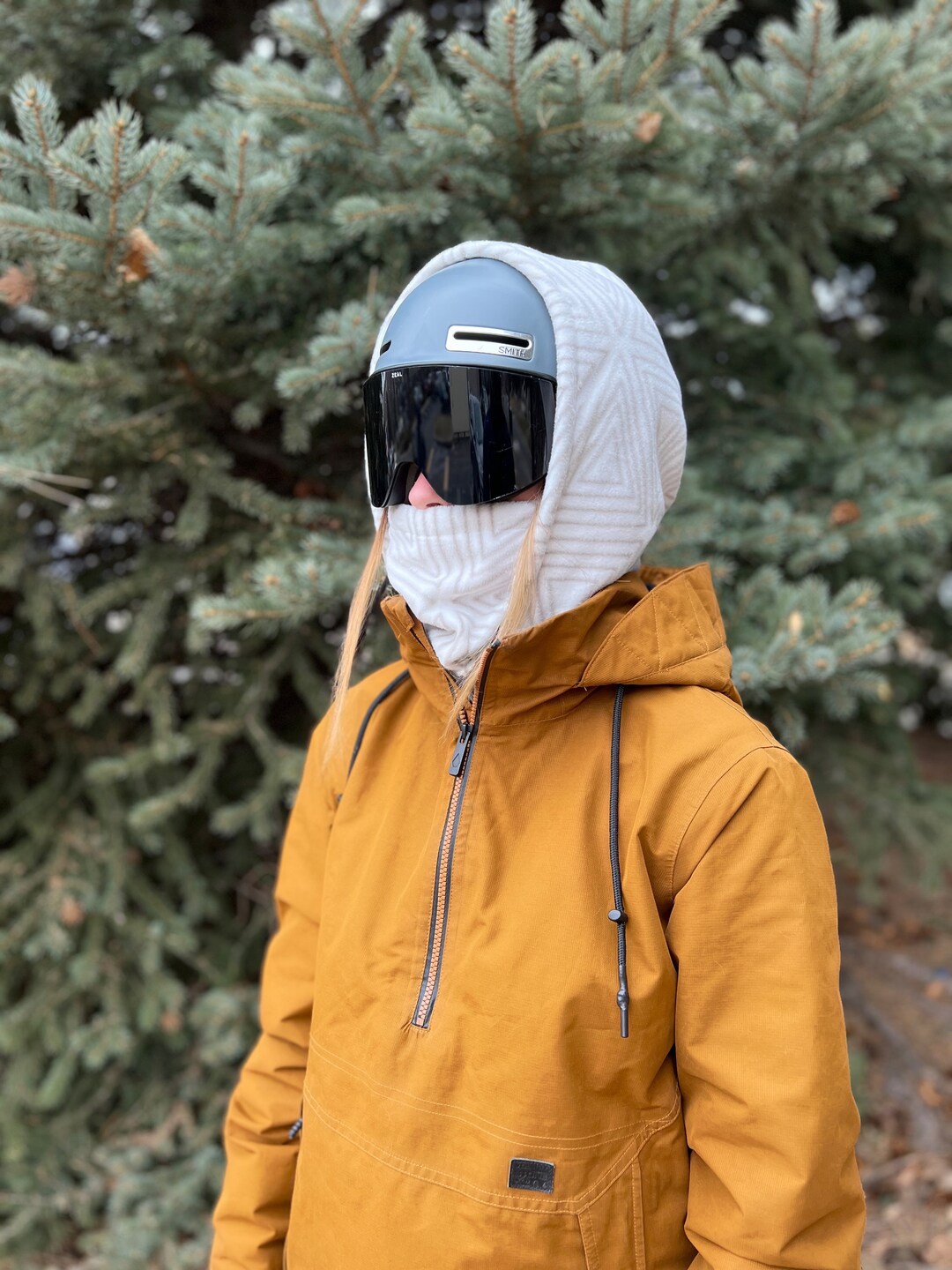 White Triangle Hood Over Helmet Ski Snowboard Hood Etsy