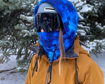Blue Tie Dye Hood Over Helmet Ski Snowboard Hood Etsy