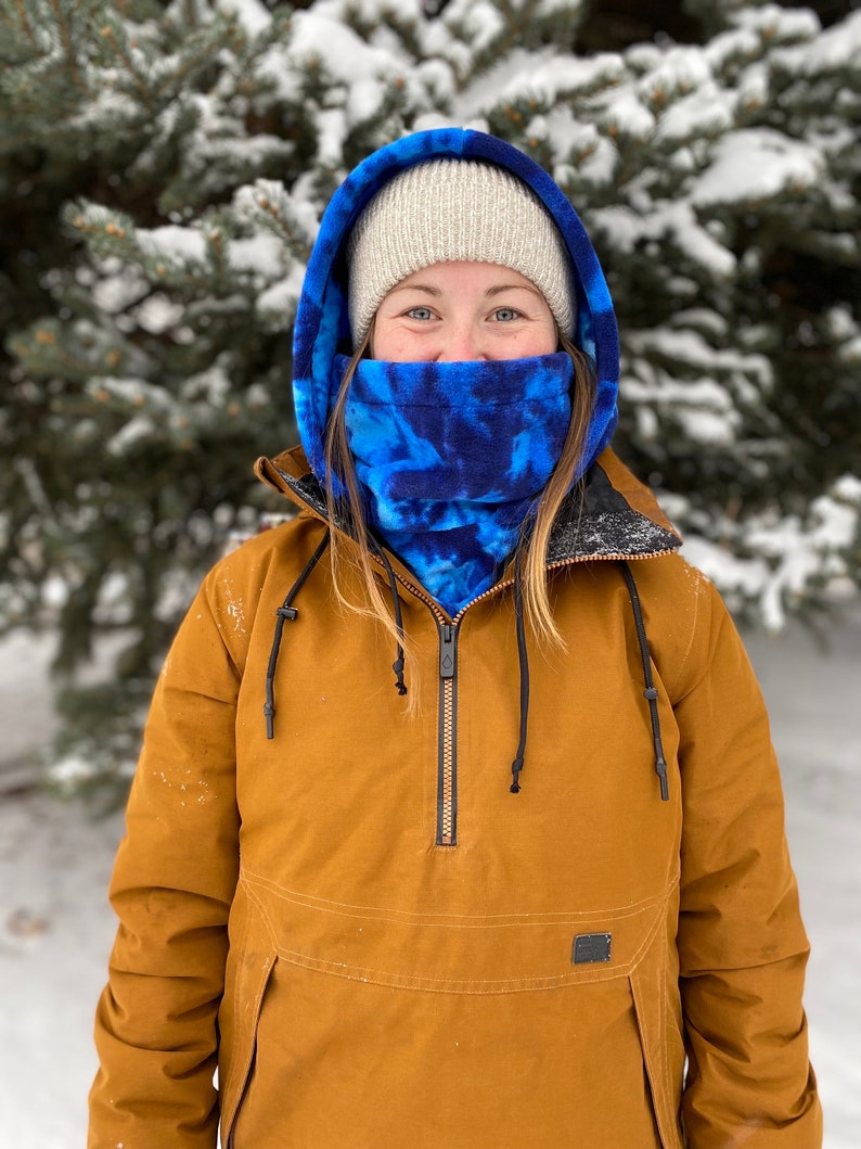 Blue Tie Dye Hood Over Helmet Ski Snowboard Hood Etsy