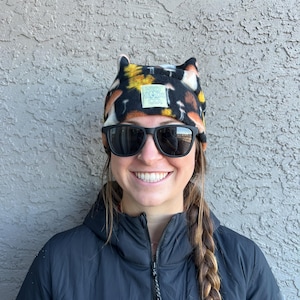 Shroomy Fleece Beanie - Ski Snowboard Hat with Mushrooms