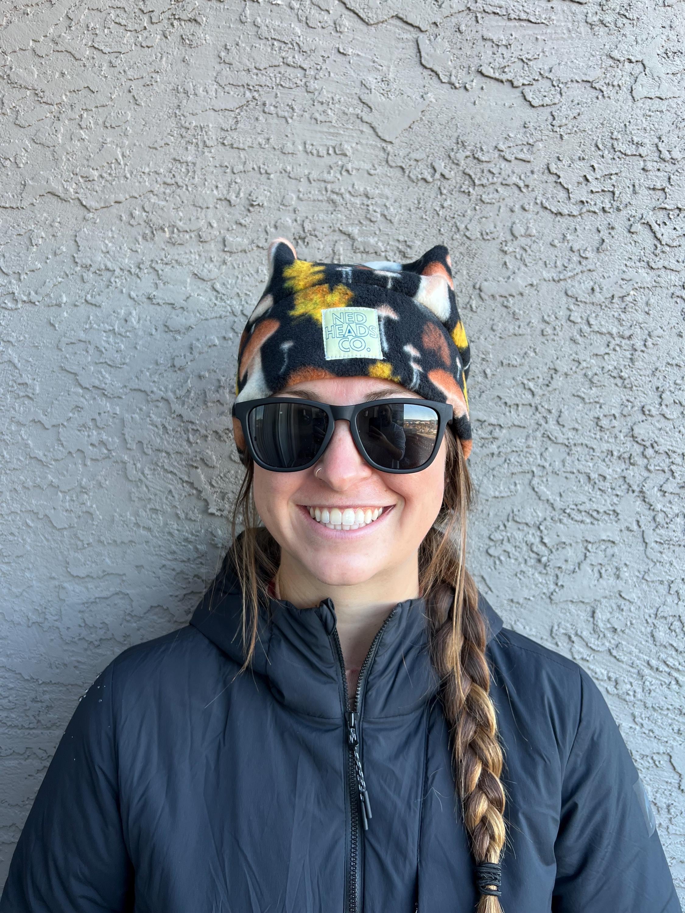 Shroomy Fleece Beanie - Ski Snowboard Hat with Mushrooms