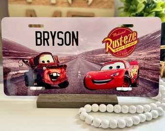 Disney Stroller Tag License Plate Pixar Cars Lightning Mcqueen Wheelchair Tag Stroller Sign Personalized Name Plate Etsy