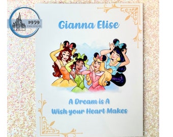 Tapis photo personnalisé princesses du parc 8 x 10", tapis photo autographe de personnage personnalisé, décoration murale princesse personnalisée