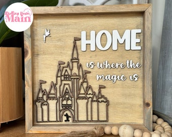 Disney Castle Sign | Classic Disney Decor | Disney Home Decor | Disney Wall Sign | Disney Wood Sign | Home is Where the Magic Is