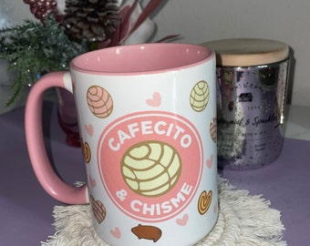 Cafecito and Chisme Mug, Mexican Mug, Spanish Coffee Mug, Cafecito y Chisme