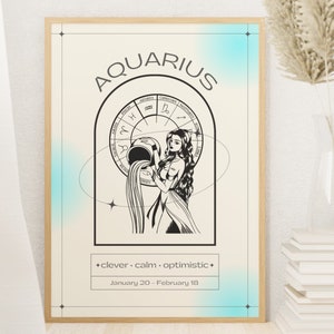 Aquarius Wall Art | Aquarius Print | Zodiac Printable Wall Art | Digital Download | Zodiac Prints For Wall | Aquarius Gifts | Zodiac Gifts