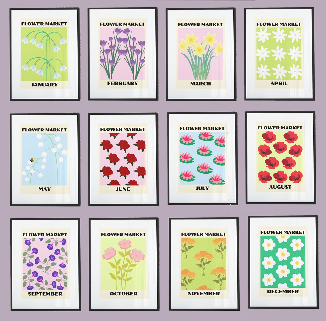 Flower Market | Flower Market Print Set | Flower of the Month | Art ...