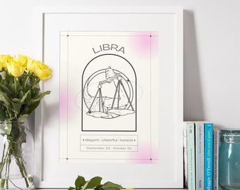 Libra Wall Art | Libra Print | Zodiac Printable Wall Art | Digital Download | Zodiac Prints For Wall | Libra Gifts | Zodiac Gifts