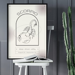 Scorpio Wall Art | Scorpio Print | Zodiac Printable Wall Art | Digital Download | Zodiac Prints For Wall | Scorpio Gifts | Zodiac Gifts