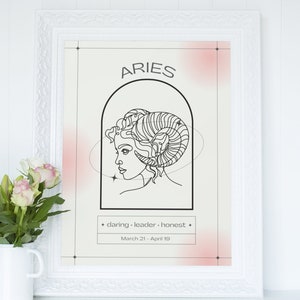 Aries Wall Art | Aries Print | Zodiac Printable Wall Art | Digital Download | Zodiac Prints For Wall | Aries Gifts | Zodiac Gifts