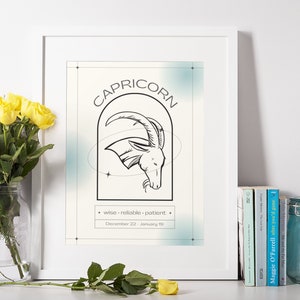 Capricorn Wall Art | Capricorn Print | Zodiac Printable Wall Art | Digital Download | Zodiac Prints For Wall | Capricorn Gifts | Zodiac Gift