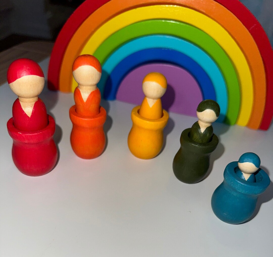 Rainbow Sorting Peg Dolls/ Montessori/ Toddler Learning/ Etsy