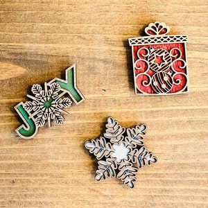 Imanes navideños SVG Imán de regalo SVG Imanes de alegría SVG Imán de copo de nieve SVG Imanes en capas SVG
