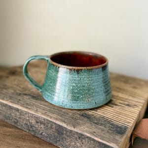 Handmade Stoneware Soup Mug Glazed Ceramic Soup Bowl with Handle Pottery Mug
