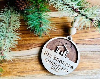 Nativity Manger Scene Christmas Ornament SVG - Personalized Ornament (Digital File)