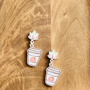 Pumpkin Spice Latte Stud Earring SVG Pumpkin Spice Earring SVG Fall Coffee Cup Earring SVG Autumn Leaves Earring svg Pumpkin Spice svg Latte
