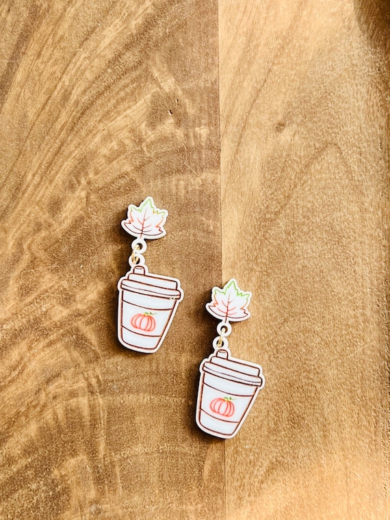 Pumpkin Spice Latte Earring SVG: Fall Coffee Cup Design (Digital File)