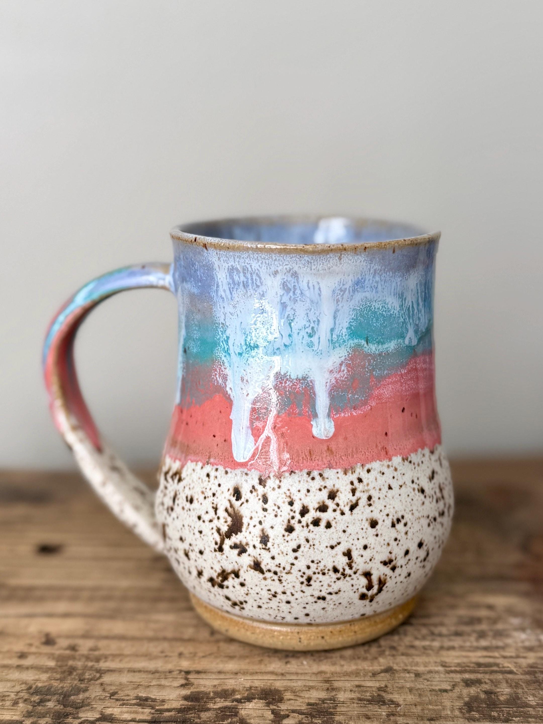 Beach Mugs Handmade Mugs Ceramic Mugs Drip Mugs Wheel Thrown Mugs